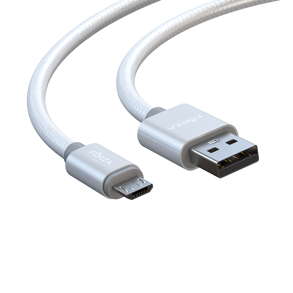 Кабель для зарядки USB(A)-microUSB FORZA Флоренция, 1.5м, 1.5А, тканевая оплётка, 3 цвета, пакет, арт.№ 916-031