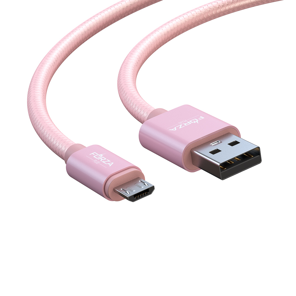 Кабель для зарядки USB(A)-microUSB FORZA Флоренция, 1.5м, 1.5А, тканевая оплётка, 3 цвета, пакет, арт.№ 916-031