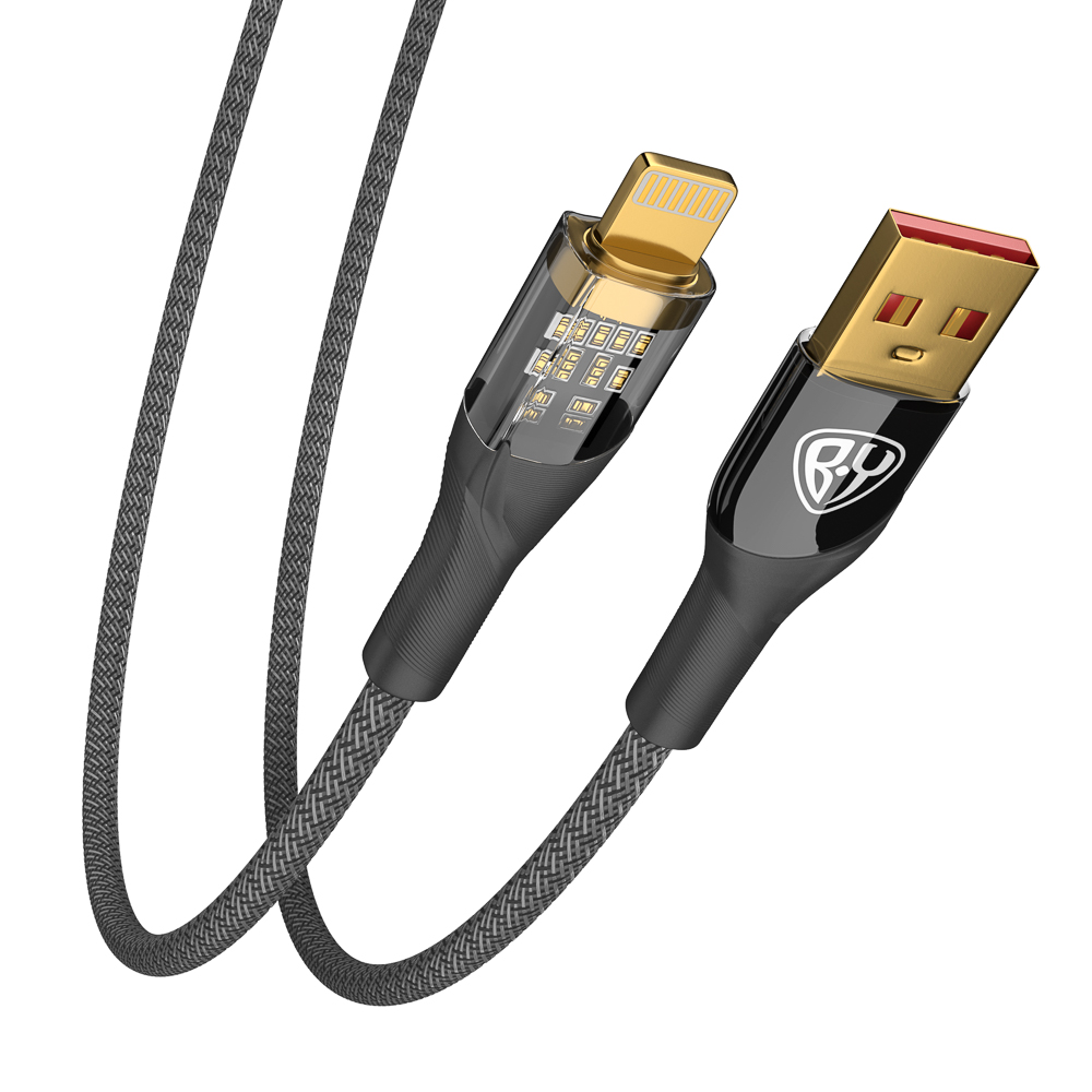 Кабель для зарядки USB(A)-iP BY Space Cable Techno, 1 м, 2.4А, Быстрая зарядка, черный, арт.№ 931-349