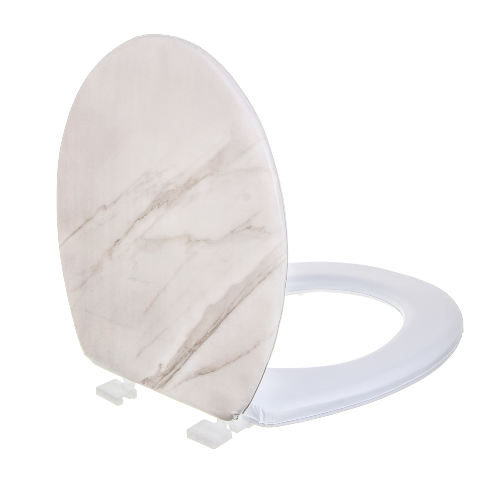 Сиденье для унитаза тм VETTA Мрамор, ПВХ, поролон, 39x36см, бежевый, арт.№ 027-006