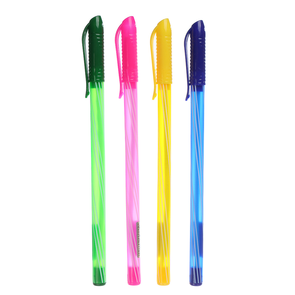 Ручка шариковая синяя, наконечник 0,7 мм, 4 цвета "закрученного" корпуса, арт.№ 627-071