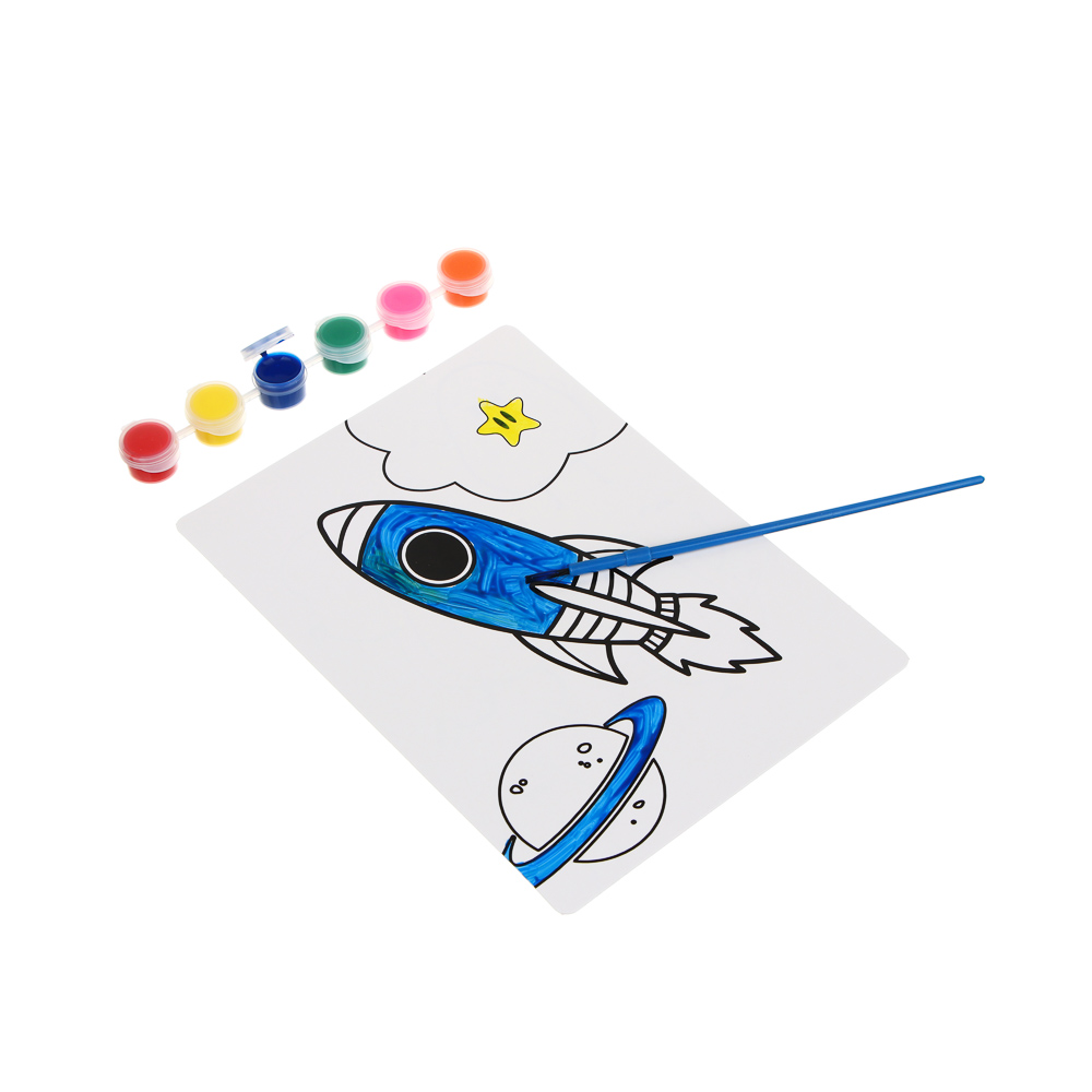 FLOMIK Набор для раскрашивания,фломастеры,краски,кисть,карабины,раскрас. в комплекте,картон,блистер, арт.№ 590-013