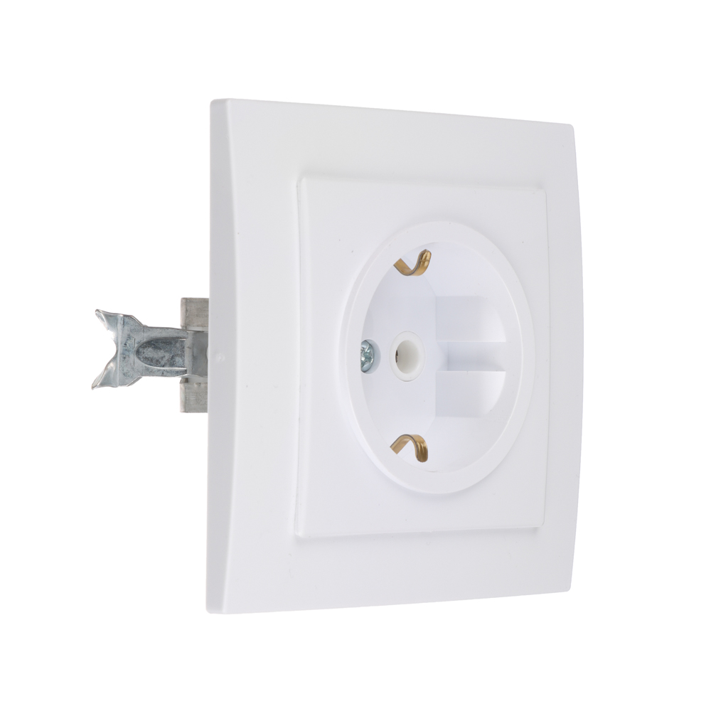 Розетка одноместная скрытой установки FORZA с заз.RS 16-133-Б, 250В, 16А, IP20, 85x85x46 мм, белая, арт.№ 904-015