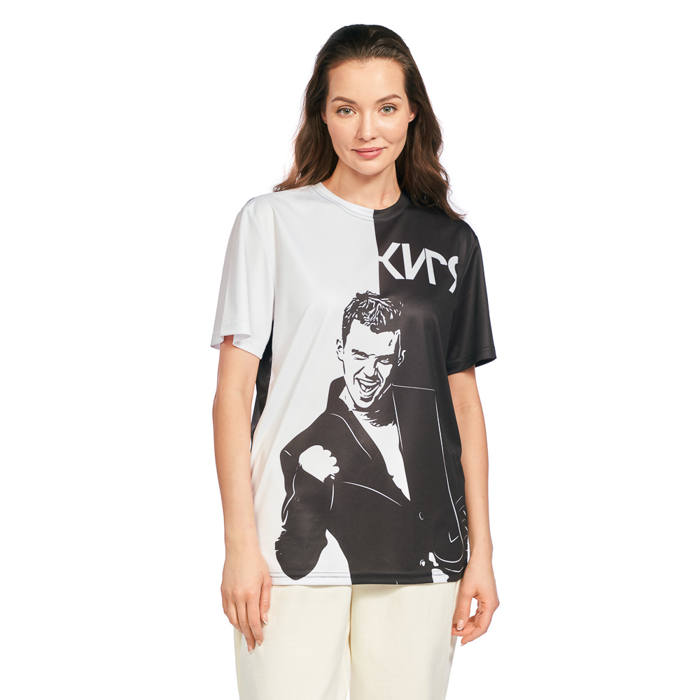 Футболка спортивная для взрослых «КИРЯ», размер 2XL, 100% полиэстер, черно-белая, арт.№ 006-044