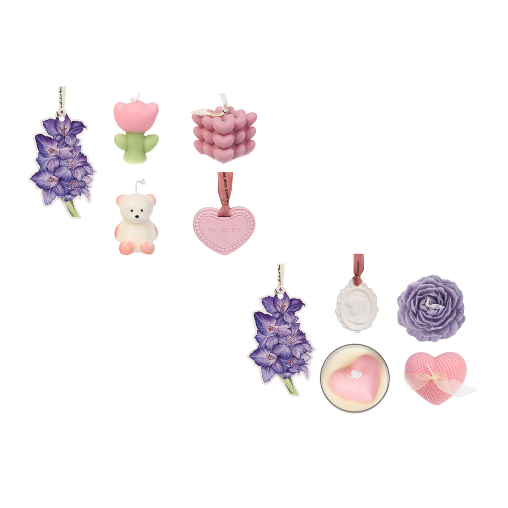 Набор свечей в подарочной упаковке 15х15х6 см, 5 предметов, парафин, воск, 2 вида, арт.№ 563-030