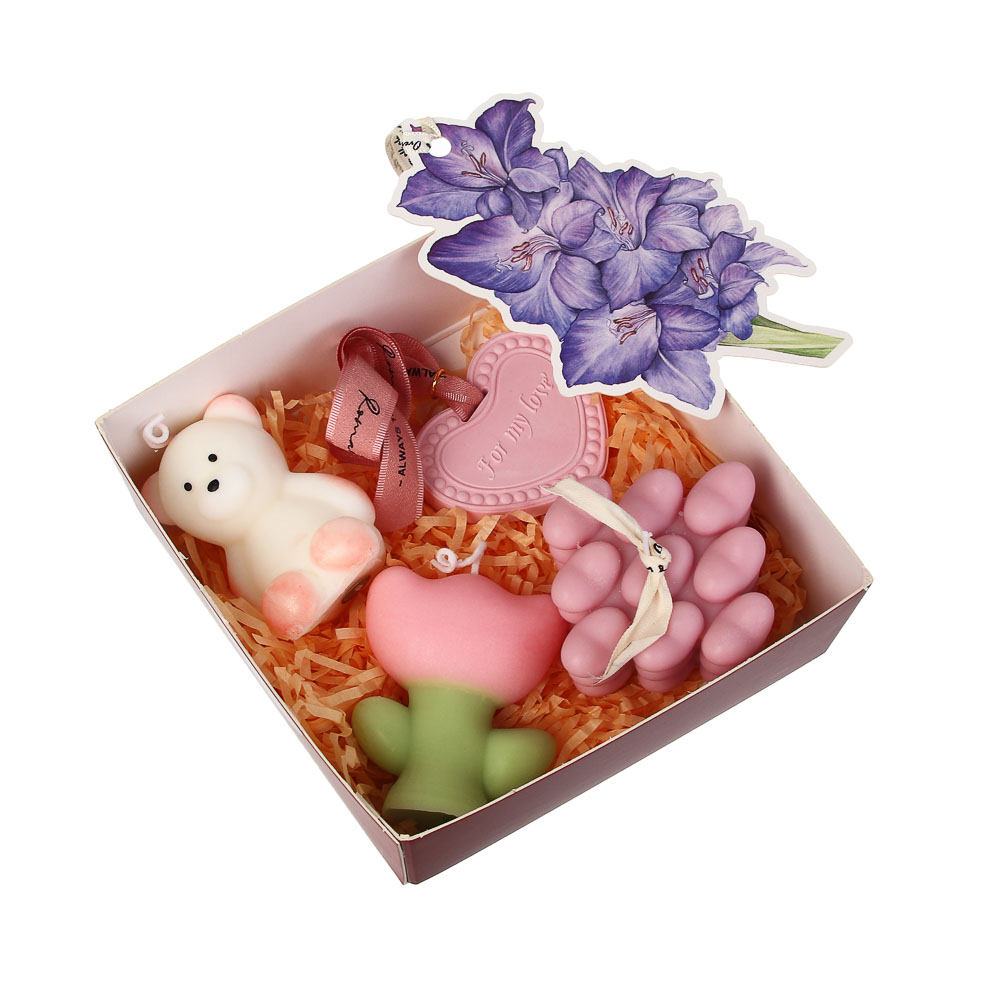 Набор свечей в подарочной упаковке 15х15х6 см, 5 предметов, парафин, воск, 2 вида, арт.№ 563-030