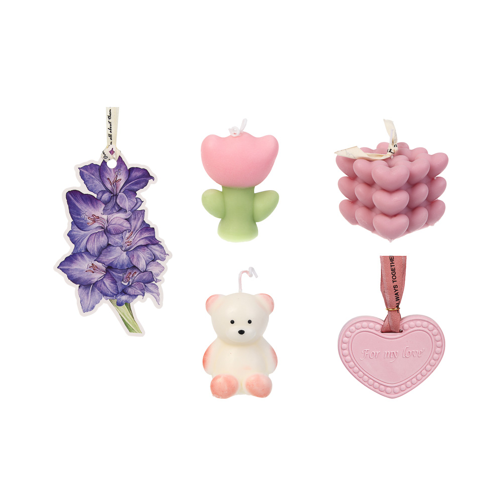 Набор свечей в подарочной упаковке 15х15х6 см, 5 предметов, парафин, воск, 2 вида, арт.№ 563-030