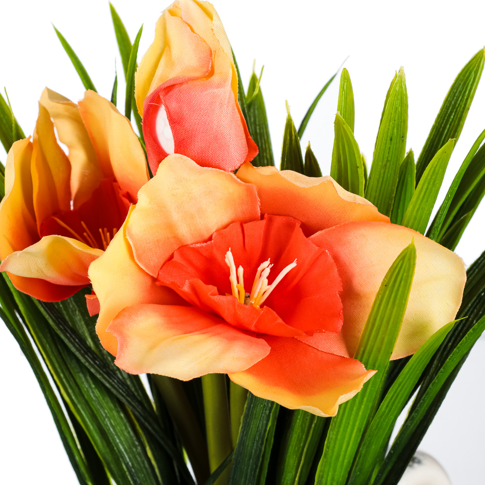 Цветочная композиция в керамическом горшке, Нарциссы, 15x15x25 см, 2 цвета, арт.№ 501-522