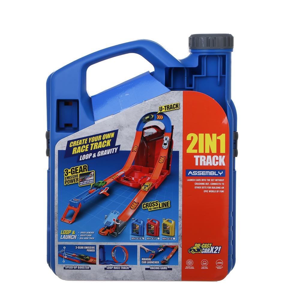 ИГРОЛЕНД Автотрек с машинками и запуском, 2 машинки, PP, 24x10x32 см, 2 дизайна, арт.№ 276-170