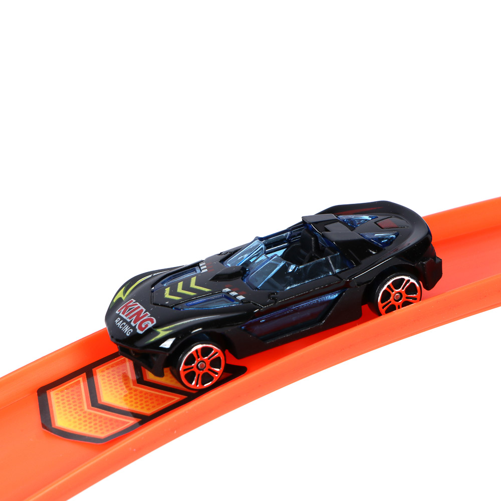 ИГРОЛЕНД Автотрек с машинками и запуском, 2 машинки, PP, 24x10x32 см, 2 дизайна, арт.№ 276-170