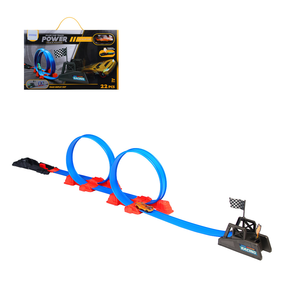 ИГРОЛЕНД Автотрек "Огненный прыжок", 1 машинка, РР, 42,5х6х27 см, арт.№ 276-171