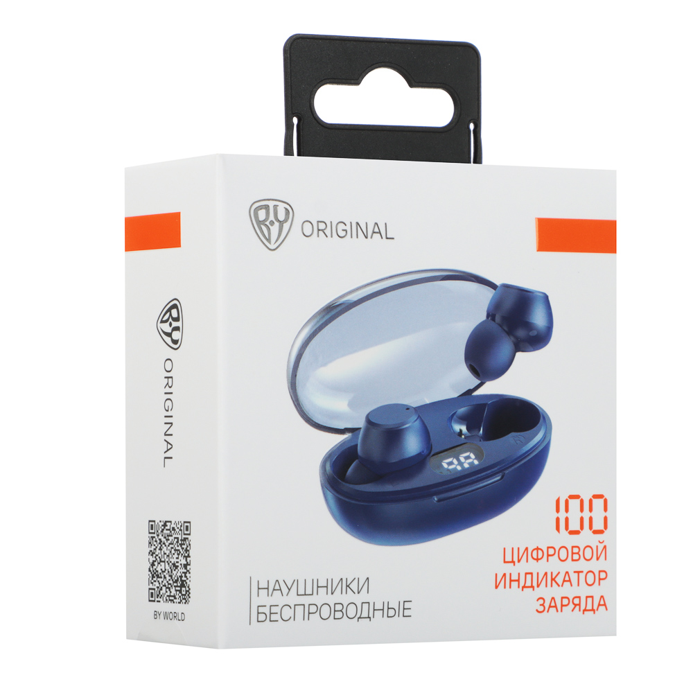 Наушники беспроводные TWS BY Wave, 30/200 mAh, BT:5.3, синий, арт.№ 410-280