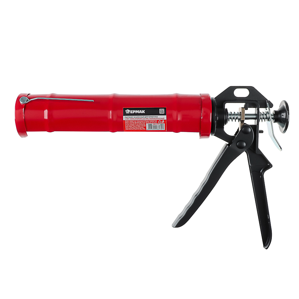 ЕРМАК Пистолет усиленный для герметика с мет. фиксатором 225мм полукорпусный, арт.№ 684-014