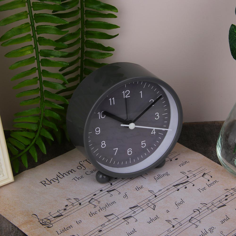 LADECOR CHRONO Будильник, 9,4x9,8x4 см, пластик, 1xAA, цвет серый, арт.№ 529-016