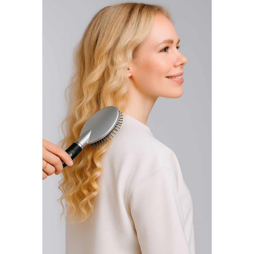 Расческа массажная тм ЮНИLOOK Классика, пластик, 23,8х6см, черно-серая, арт.№ 356-035