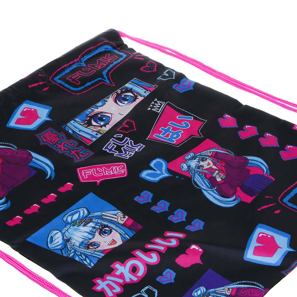 Аниме Мешок для сменной обуви на завязках, увеличенный размер 40x47см, полиэстер, арт.№ 233-008