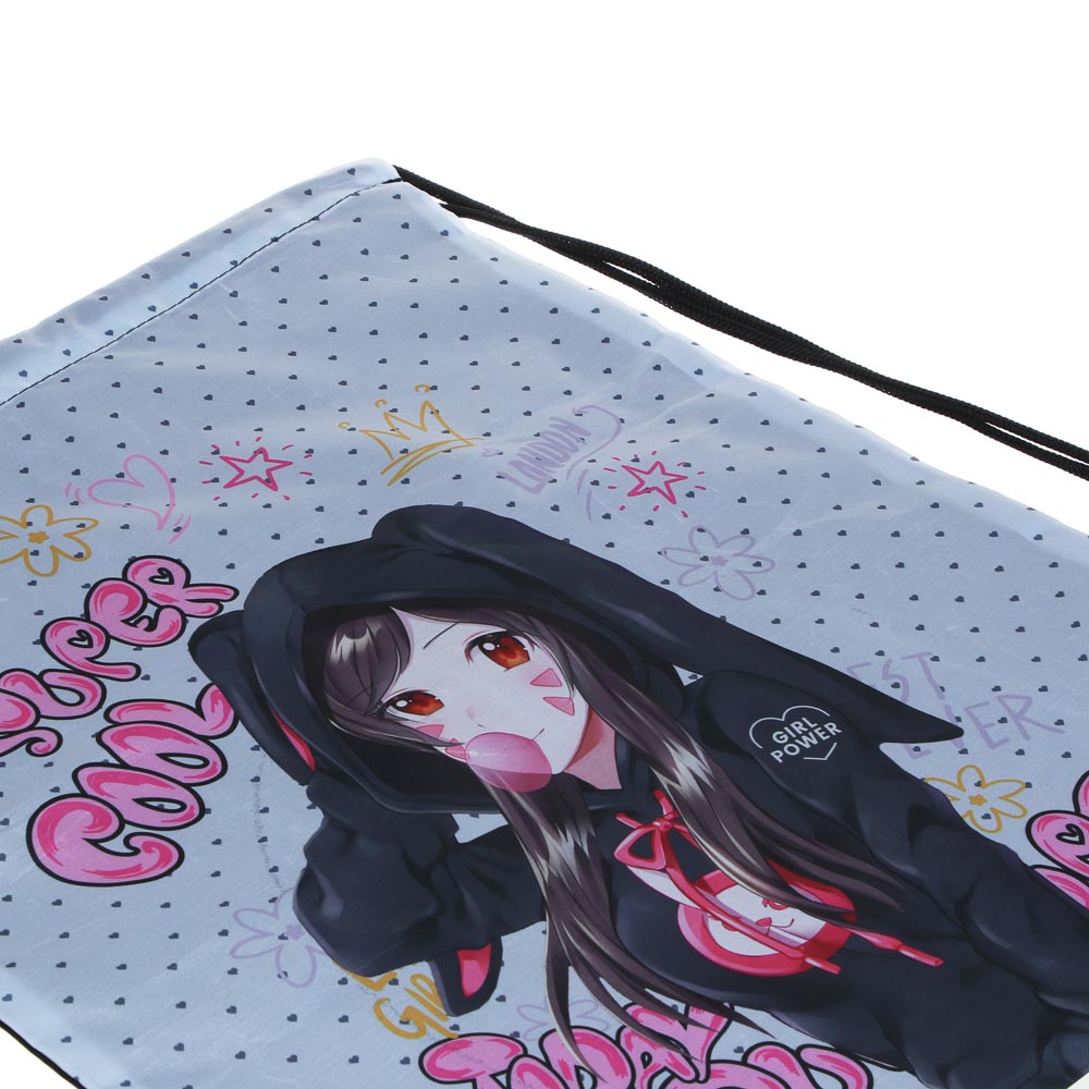 Гёрл Павер Мешок для сменной обуви на завязках, увеличенный размер 40x47см, полиэстер, арт.№ 233-009