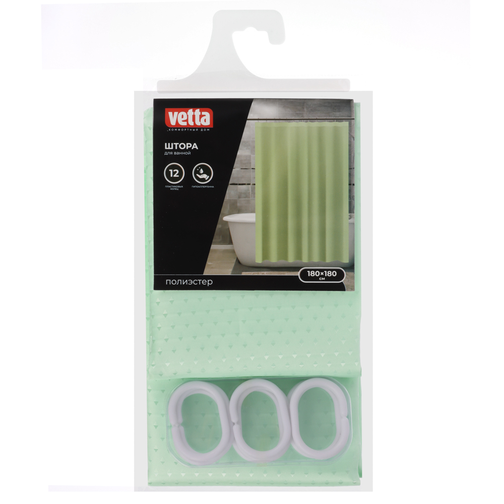 VETTA Шторка для ванной, полиэстер, 85 г/м2, 180х180см, «Просторы», арт.№ 461-053