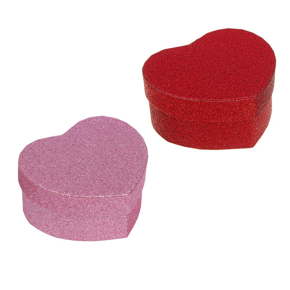 Коробка подарочная в форме сердца, декор глиттер, 11x9,8x5,2 см, 2 цвета, арт.№ 207-018