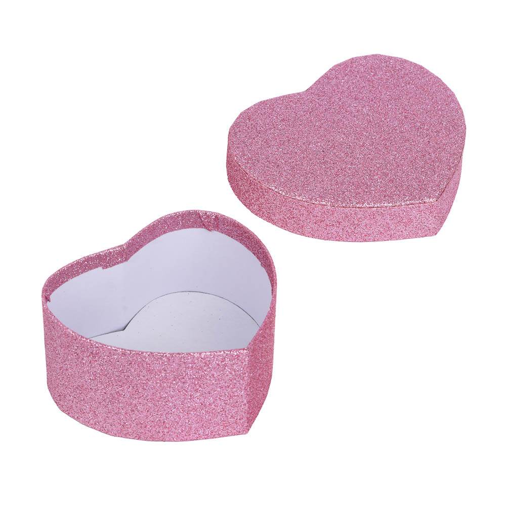 Коробка подарочная в форме сердца, декор глиттер, 11x9,8x5,2 см, 2 цвета, арт.№ 207-018