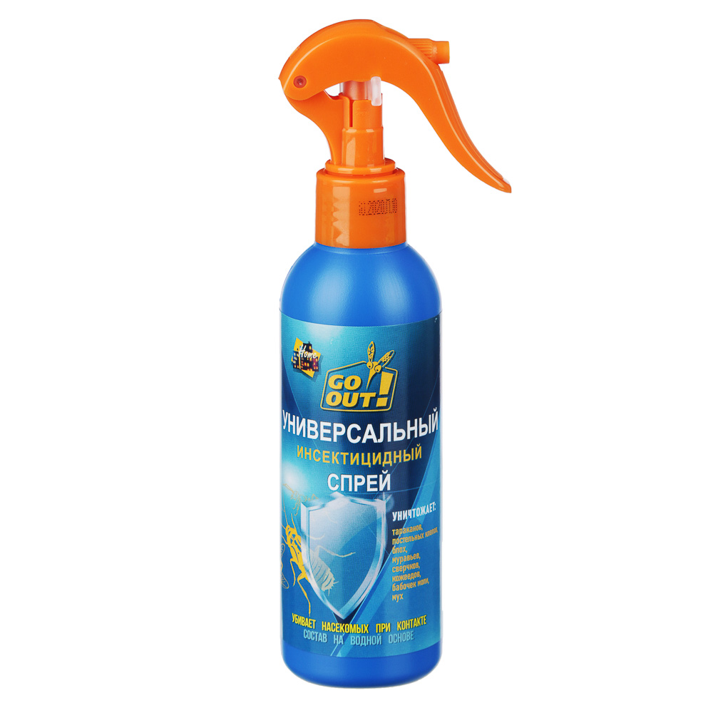 Спрей инсектицидный GO OUT универсальный от тараканов, клопов, блох, муравьев, моли, 200мл, арт.№ 961-019
