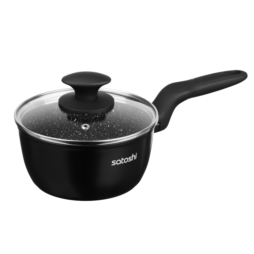 SATOSHI Стоун Наб.пос.10пр, ковш+крышка 1,3л, кастр.+крышки 2,3;3,8;5,7л, сковороды 24,28см, индукц., арт.№ 846-666