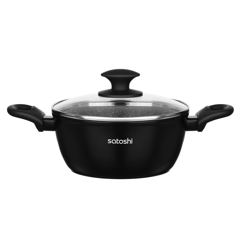 SATOSHI Стоун Наб.пос.10пр, ковш+крышка 1,3л, кастр.+крышки 2,3;3,8;5,7л, сковороды 24,28см, индукц., арт.№ 846-666
