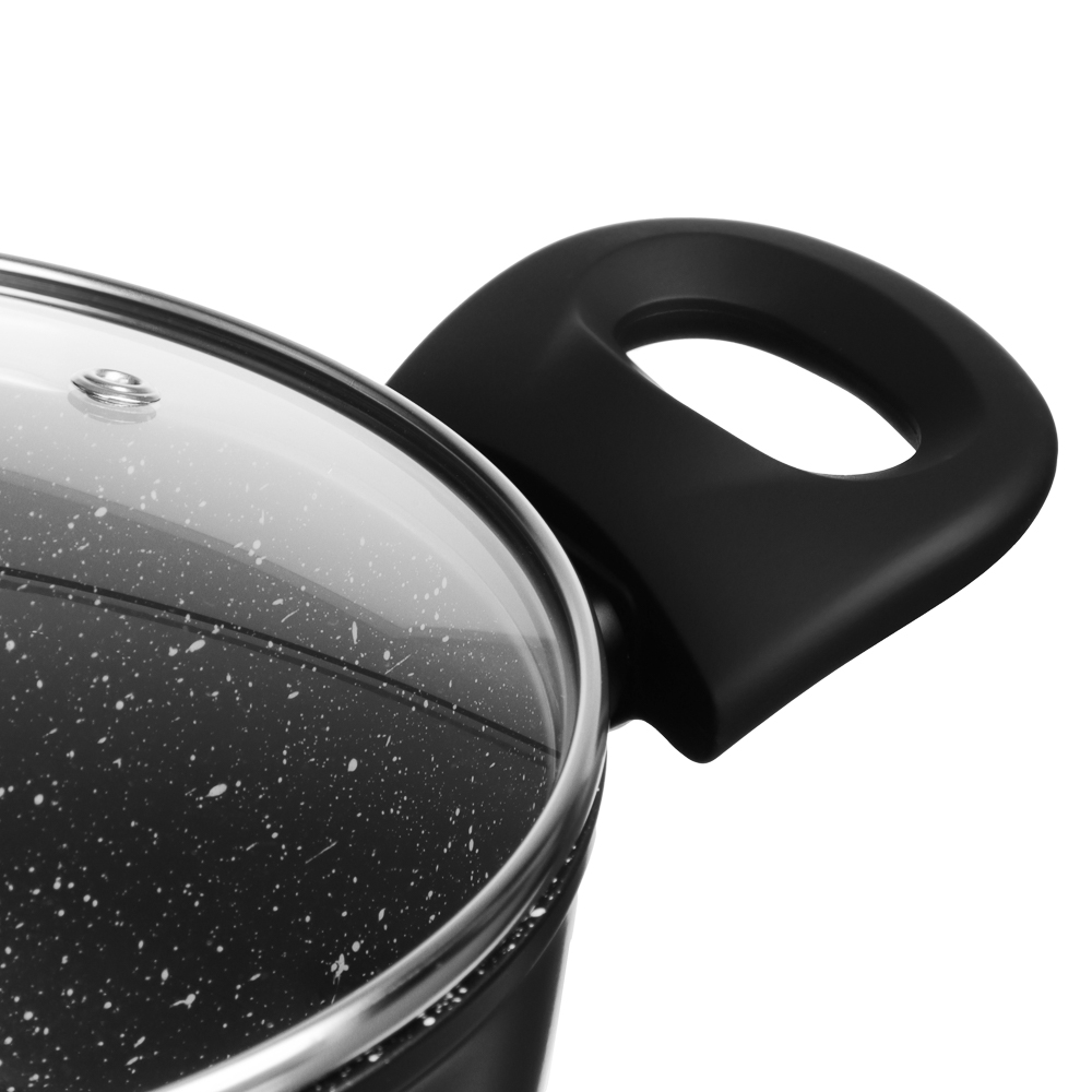 SATOSHI Стоун Наб.пос.10пр, ковш+крышка 1,3л, кастр.+крышки 2,3;3,8;5,7л, сковороды 24,28см, индукц., арт.№ 846-666