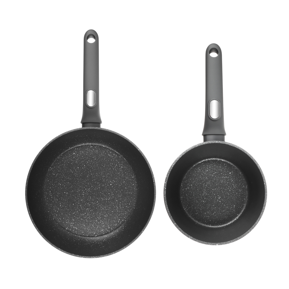 SATOSHI Мирабо Набор посуды 2пр, ковш 1,3л, сковорода 24см, антипригарное покрытие мрамор, индукция, арт.№ 846-668