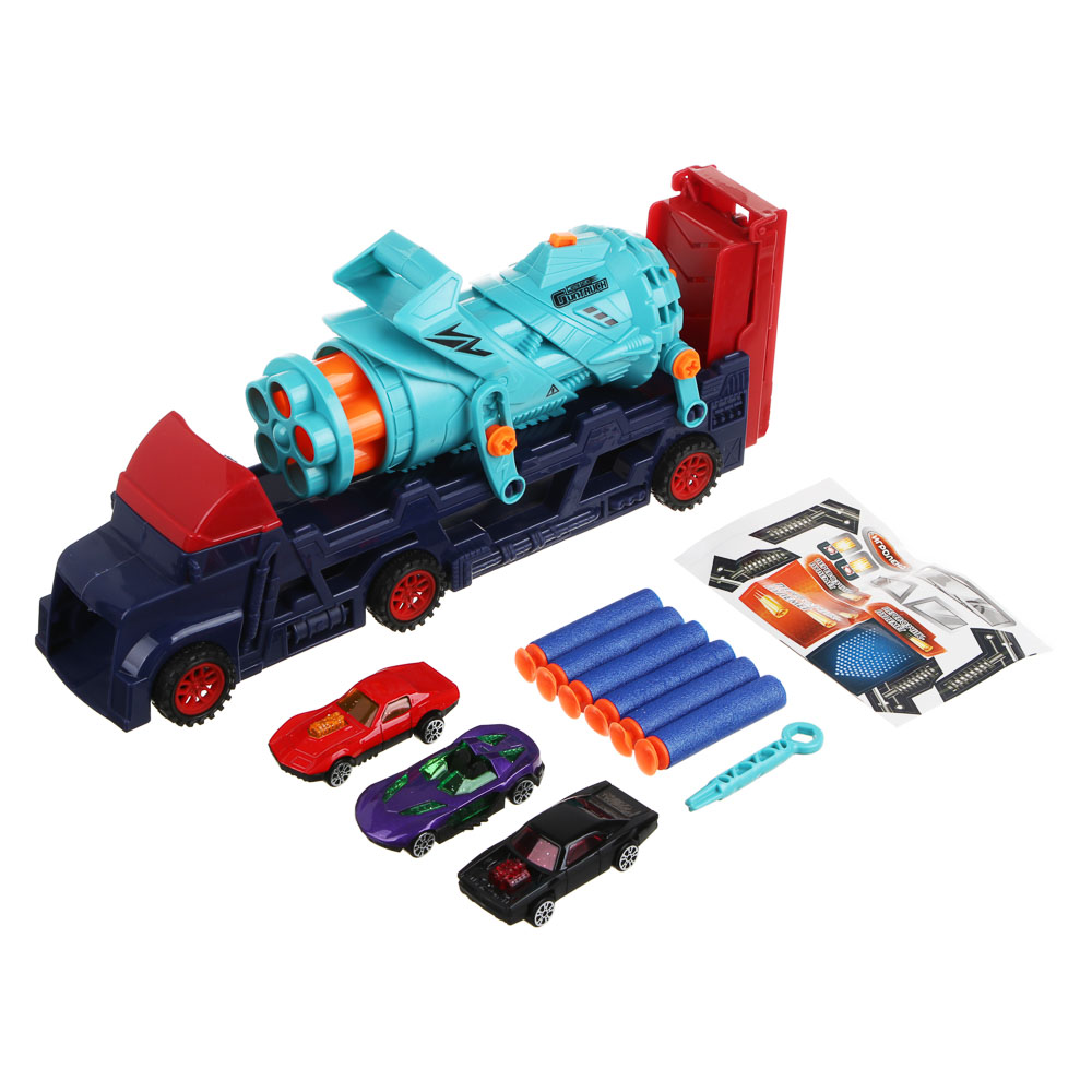 ИГРОЛЕНД Перевозчик - пулемет с набором машинок, PP, металл, ЭВА, 34х8х22см, арт.№ 292-375