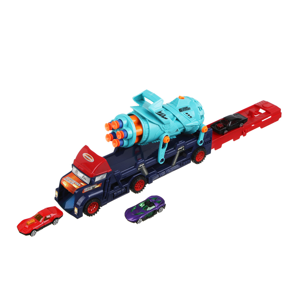 ИГРОЛЕНД Перевозчик - пулемет с набором машинок, PP, металл, ЭВА, 34х8х22см, арт.№ 292-375