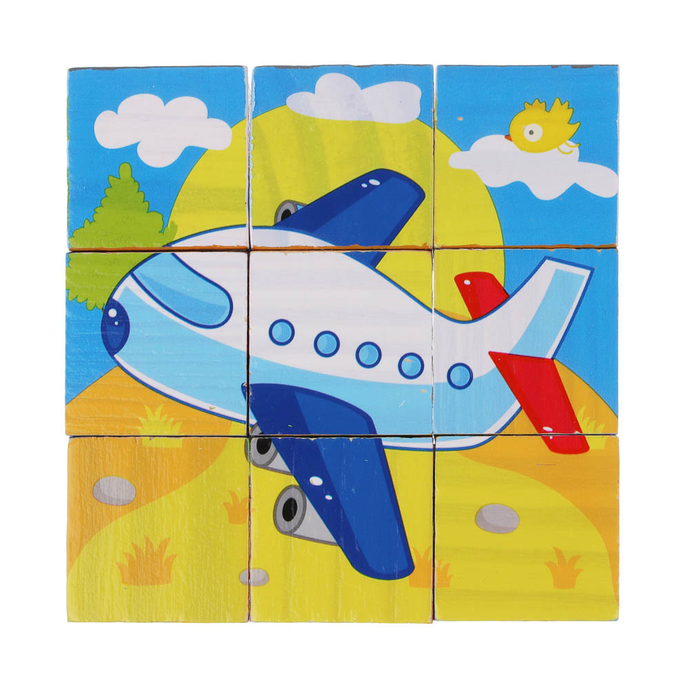 ИГРОЛЕНД Кубики деревянные развивающие для малышей, 13х15см, 4 дизайна, дерево, арт.№ 891-009