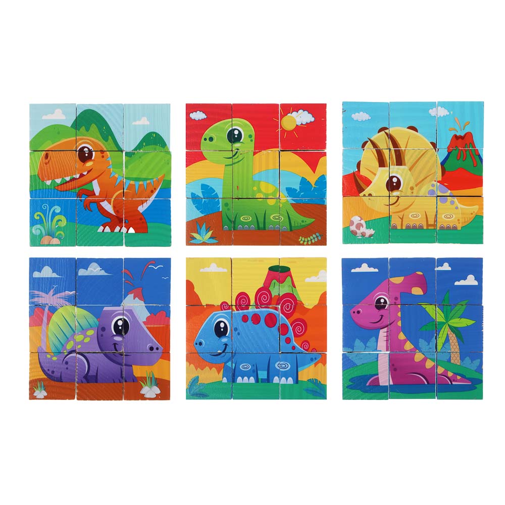 ИГРОЛЕНД Кубики деревянные развивающие для малышей, 13х15см, 4 дизайна, дерево, арт.№ 891-009