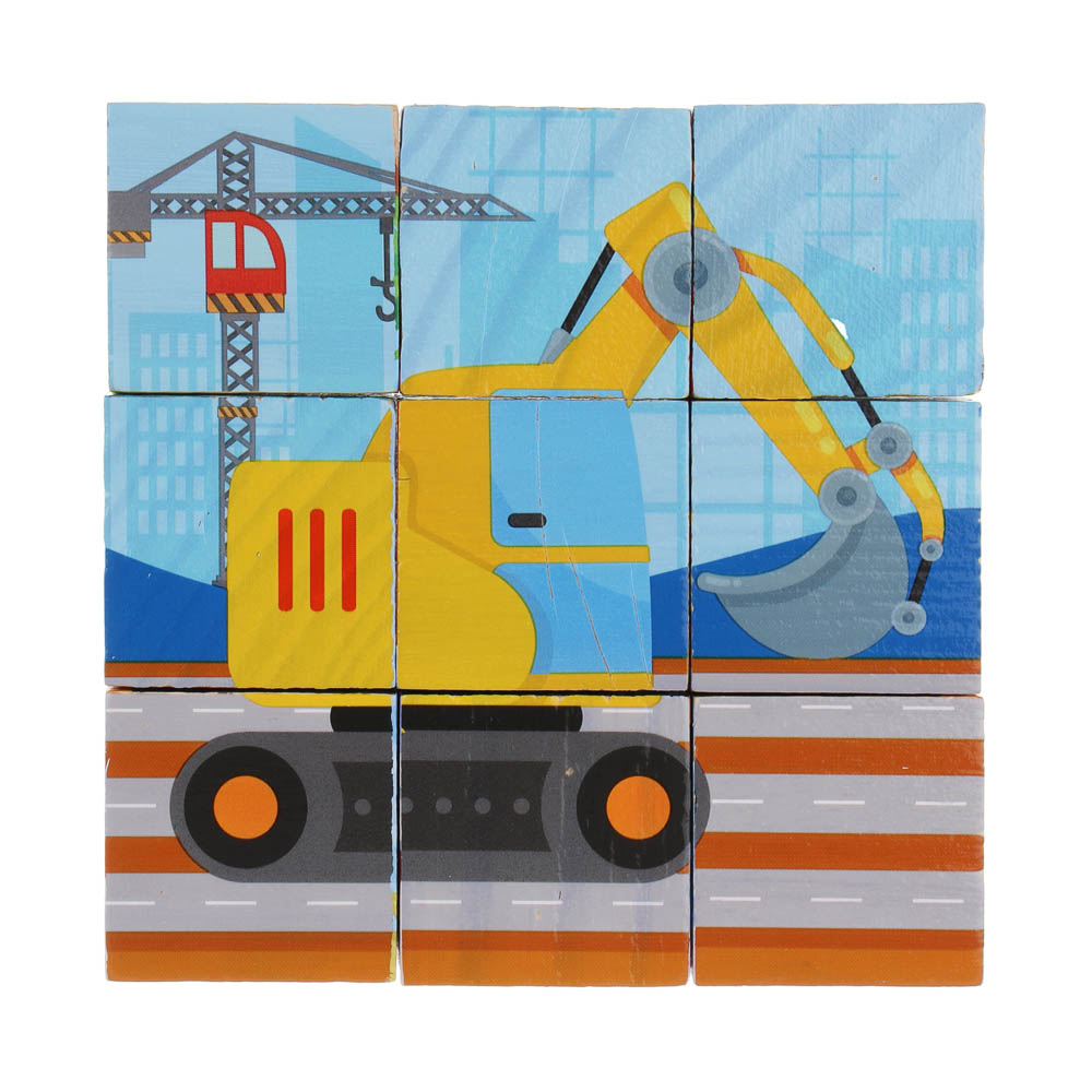 ИГРОЛЕНД Кубики деревянные развивающие для малышей, 13х15см, 4 дизайна, дерево, арт.№ 891-009