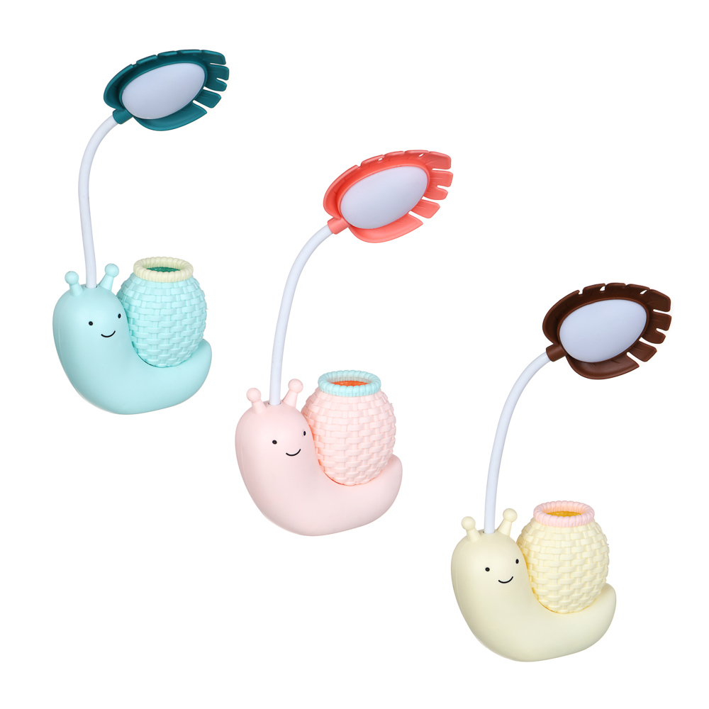 Светильник LED 2 в 1 в форме улитки, подставка для ручек, полистирол, 11х5х29 см, USB, 3 дизайна, арт.№ 476-395