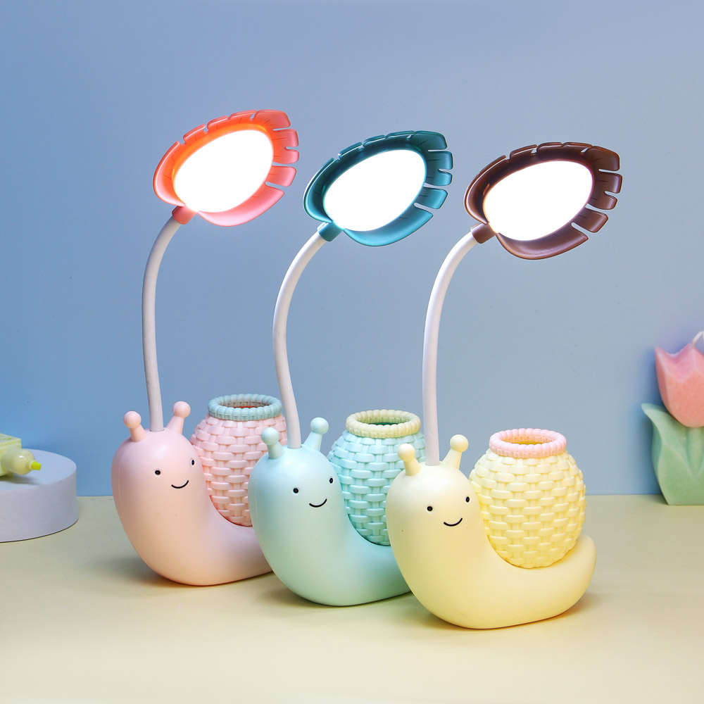 Светильник LED 2 в 1 в форме улитки, подставка для ручек, полистирол, 11х5х29 см, USB, 3 дизайна, арт.№ 476-395