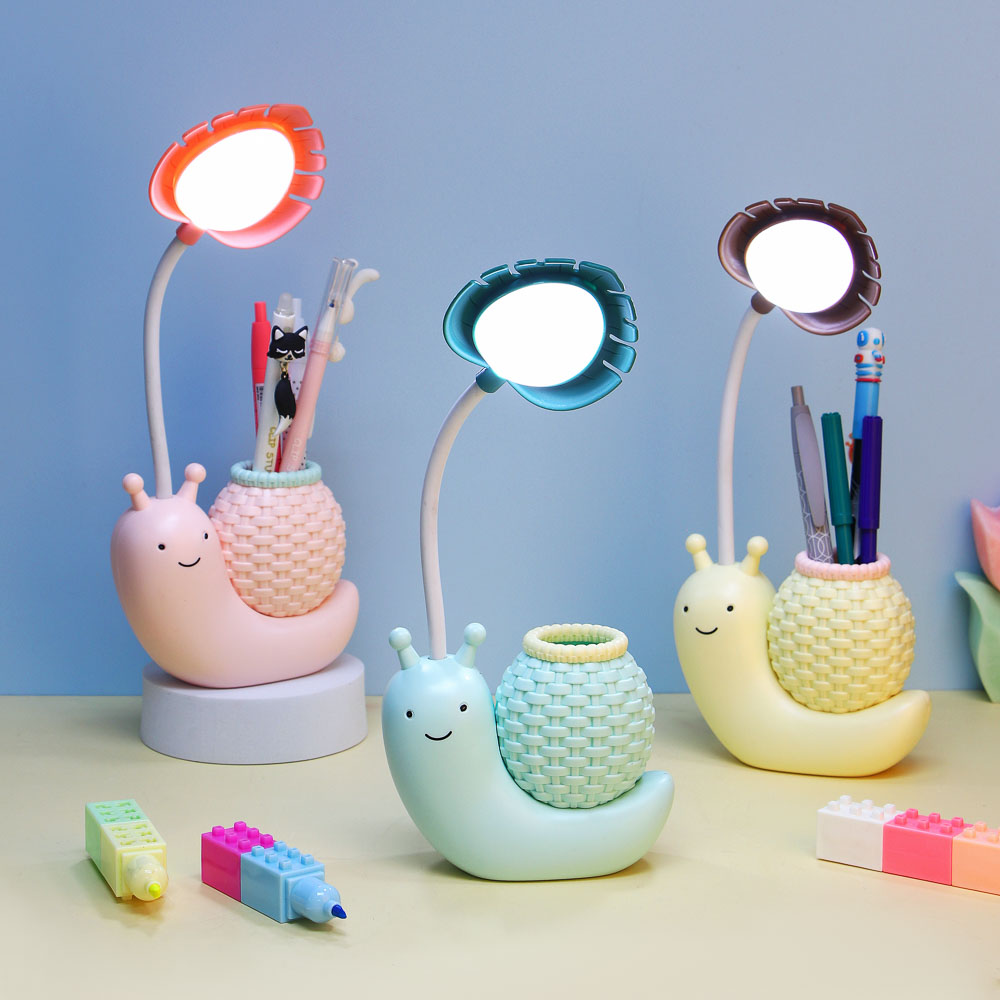 Светильник LED 2 в 1 в форме улитки, подставка для ручек, полистирол, 11х5х29 см, USB, 3 дизайна, арт.№ 476-395