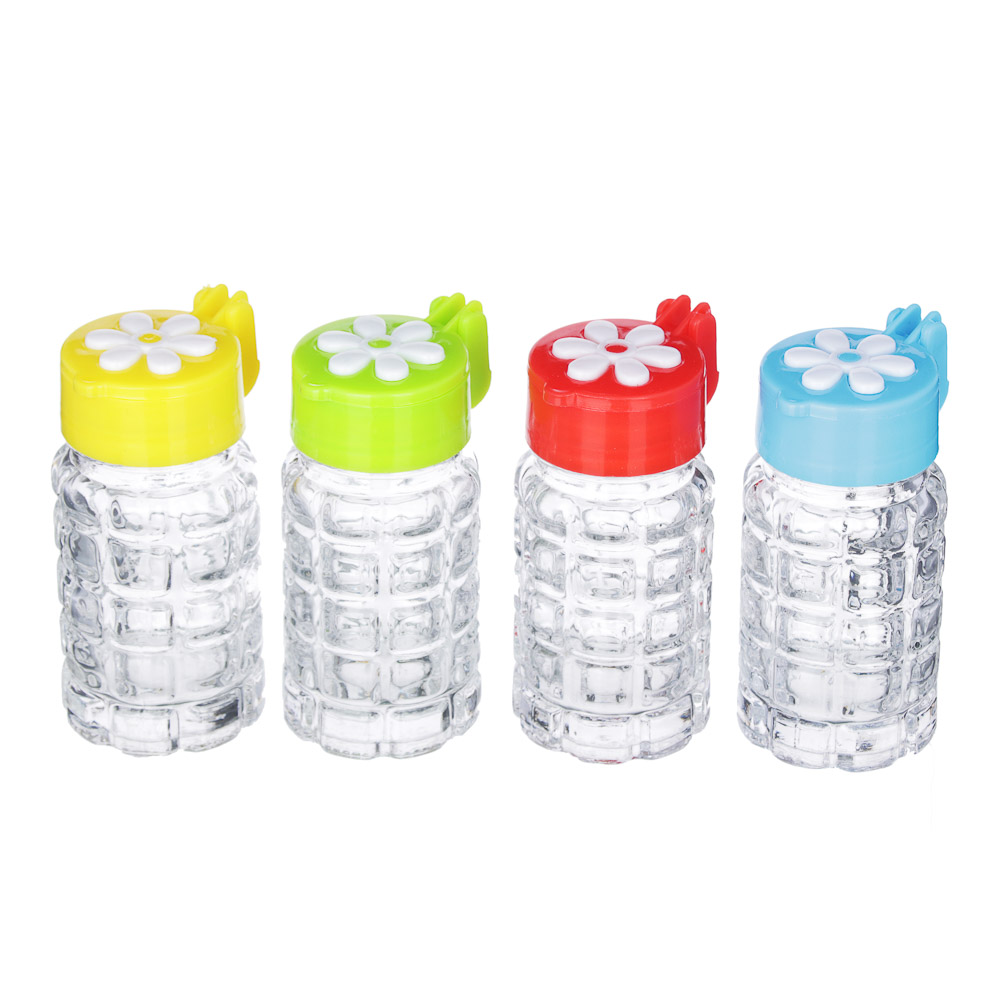 Солонка с крышкой, 8,5x4см, стекло, пластик, Цветок, арт.№ 828-169