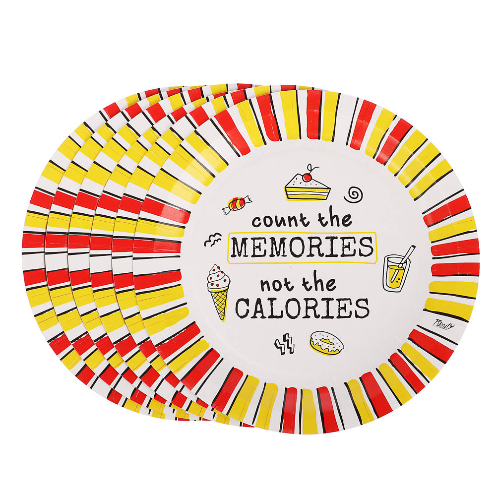 Набор бумажных одноразовых тарелок 6 шт, 23 см, в ассортименте, арт.№ 530-402