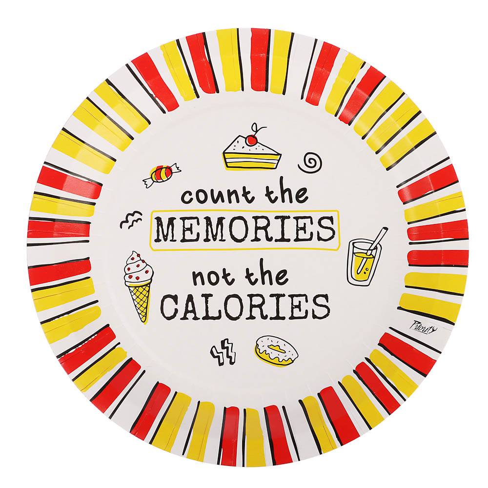 Набор бумажных одноразовых тарелок 6 шт, 23 см, в ассортименте, арт.№ 530-402