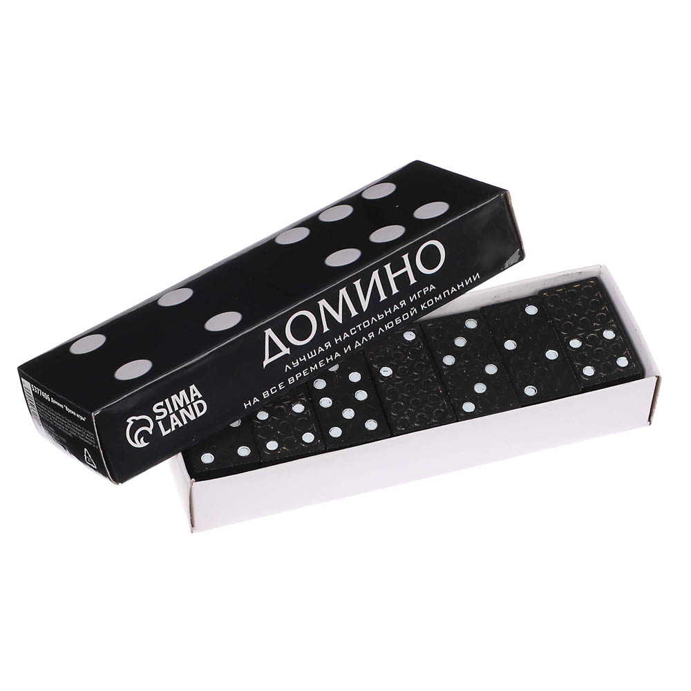 Домино настольная игра "Время игры", костяшка 3,7х1,9 см, 5377406, арт.№ 537-025