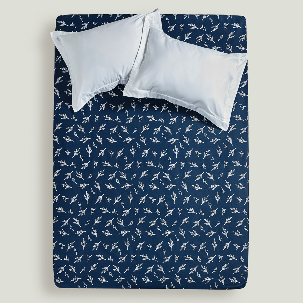 PROVANCE Нэви Простыня на резинке 140х200х20см, 100% хлопок, бязь, синий, арт.№ 432-258