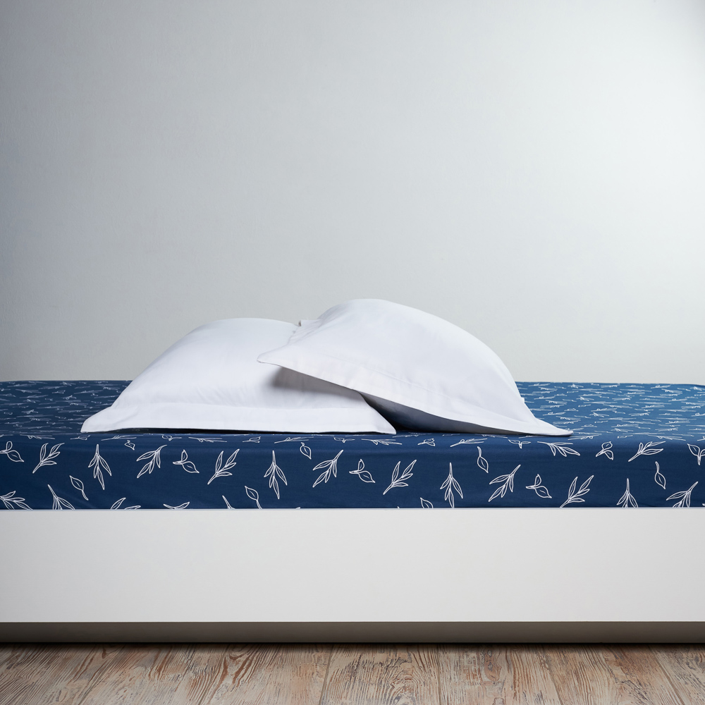 PROVANCE Нэви Простыня на резинке 160х200х20см, 100% хлопок, бязь, синий, арт.№ 432-259