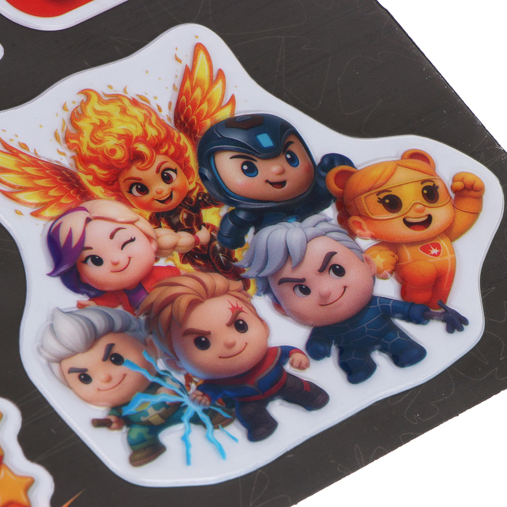 Наклейки "Русские Супергерои" 13х19см, пластик, микс 6 дизайнов, арт.№ 801-086