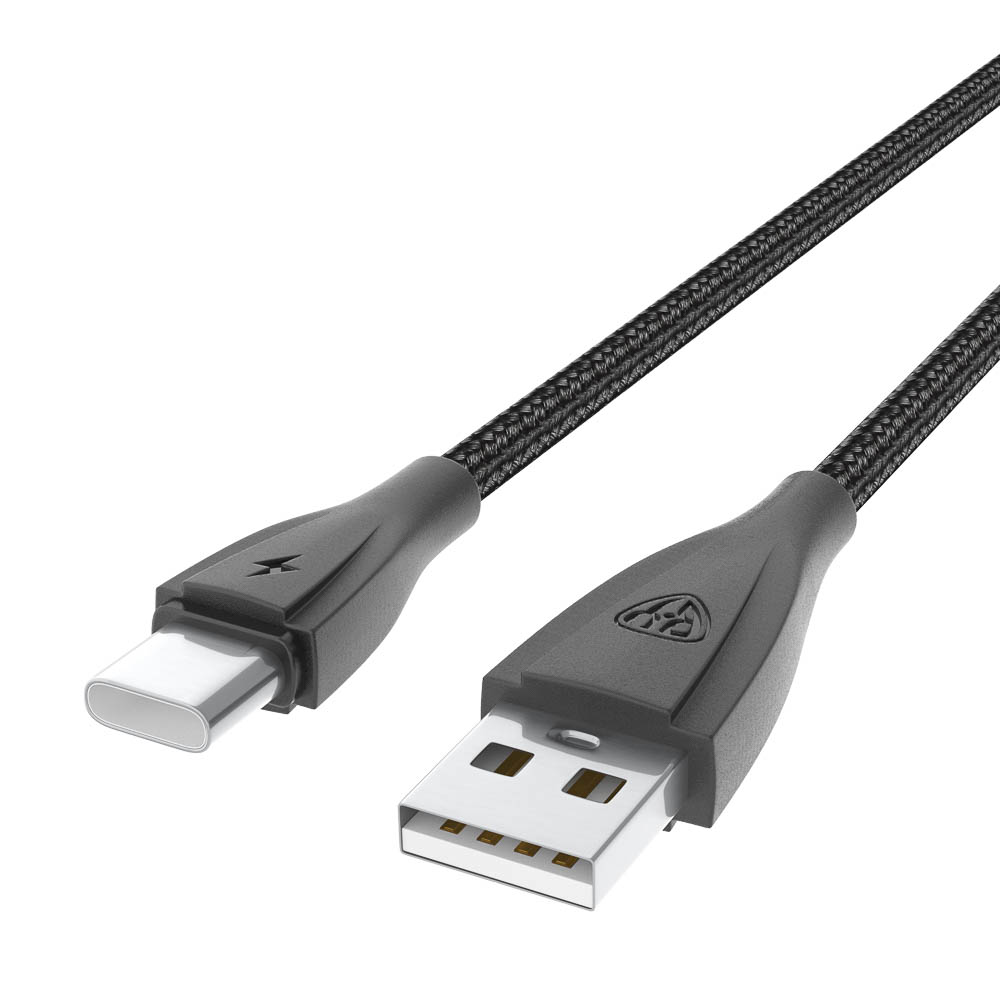 Кабель для зарядки USB(A)-Type C BY Nylon Pro, 18Вт, 1 м, 3A, нейлон, черный, арт.№ 931-607
