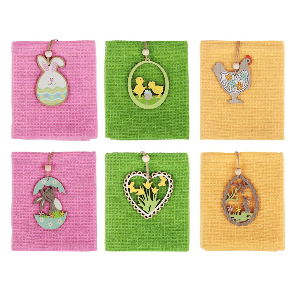 PROVANCE Весна Полотенце вафельное с сувениром 40х60см, 100% хлопок, 220гр/м2, 6 дизайнов, арт.№ 496-006