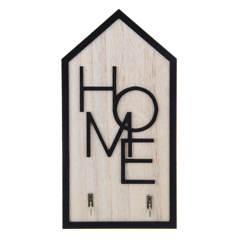 Ключница открытого типа на 2 крючка, 15x3,5x29 см, МДФ, цвет окантовки черный, арт.№ 510-001