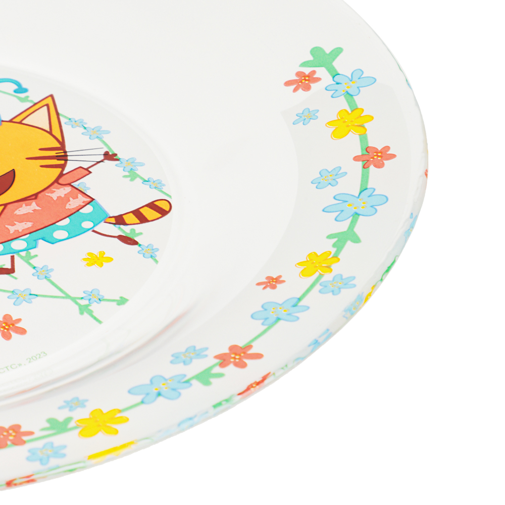 Тарелка "Три кота, цветы" 19,5см, стекло, арт.№ 829-003