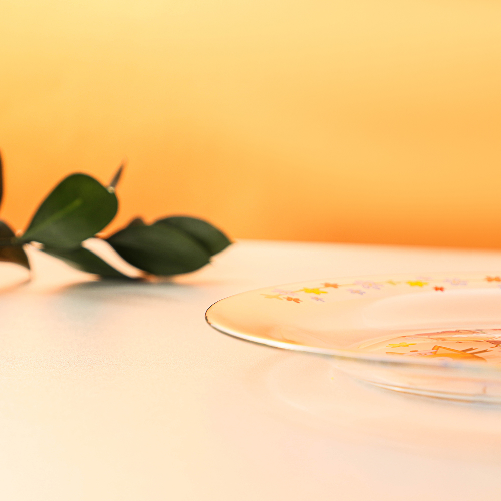 Тарелка "Три кота, цветы" 19,5см, стекло, арт.№ 829-003