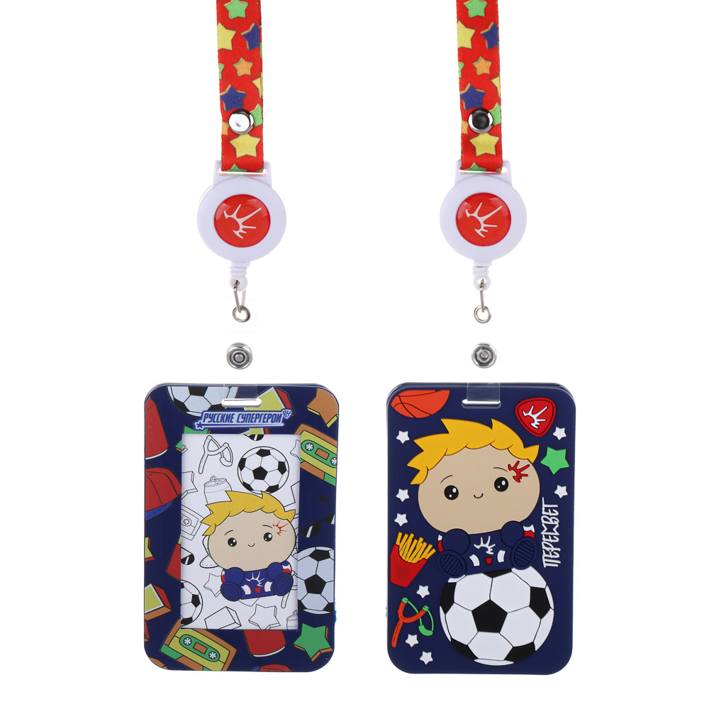 BY Русские Супергерои Чехол для карты, бейджа, пропуска, 11x7см, карабин, рулетка, "Пересвет Кавай", арт.№ 801-014